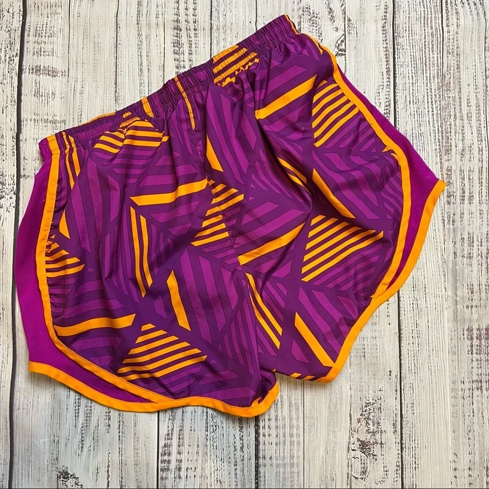 Nike Dri-Fit Purple and Orange Printed Tempo Shorts. Size Small. EUC.